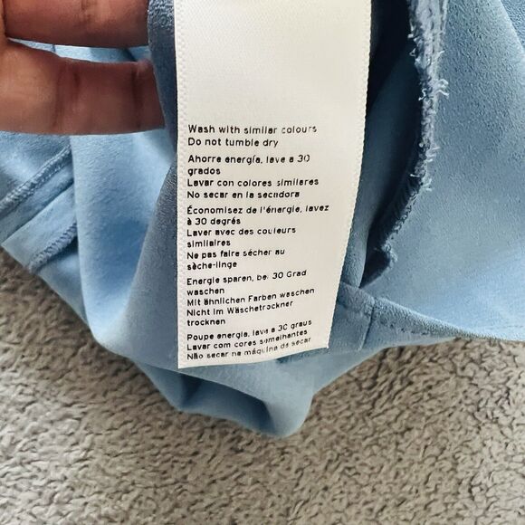 TopShop Nordstrom Size 8 US Mini Draped Knot Dress Light Dusty Blue Back Cutout - Picture 13 of 15